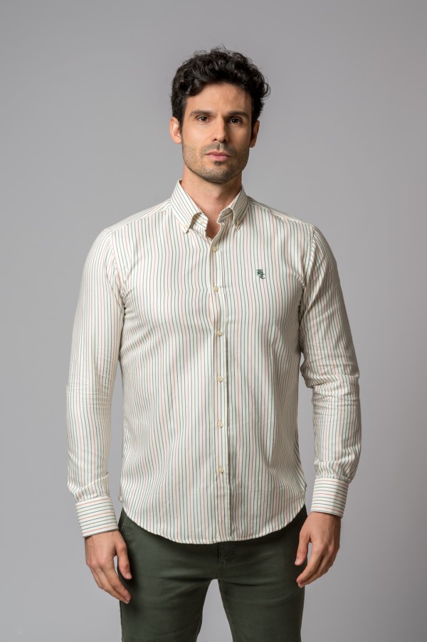 CAMISA RAYAS NARANJA,VERDE Y AZUL