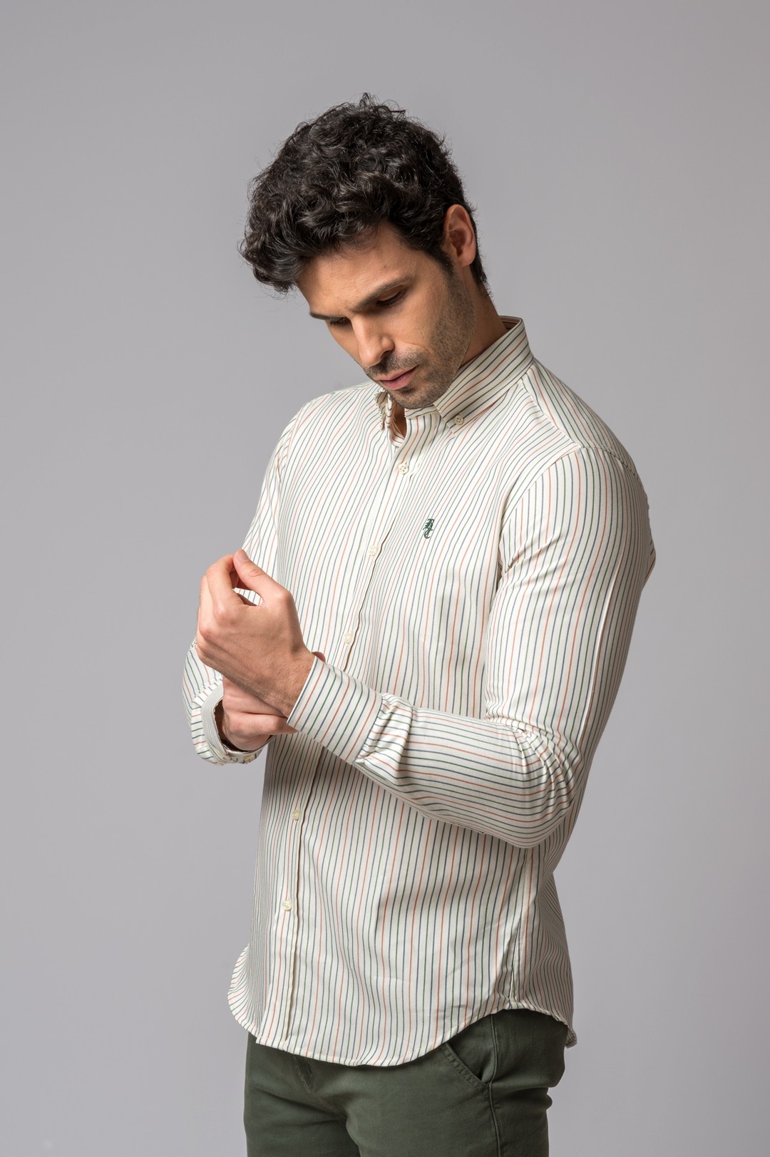 CAMISA RAYAS NARANJA,VERDE Y AZUL