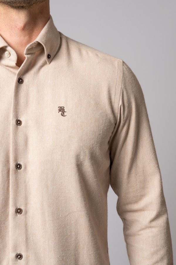 HERRINGBONE SHIRT LIGHT CREAM 2