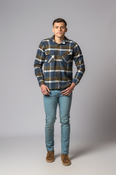 BLUE PLAID OVERSHIRT