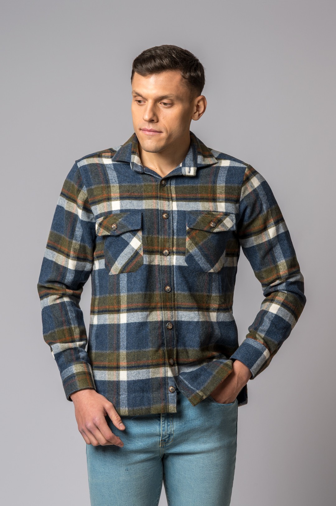 BLUE PLAID OVERSHIRT