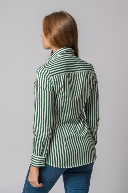 BOTTLE GREEN STRIPED SHIRT