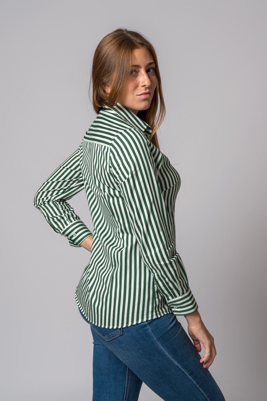 CAMISA RAYAS VERDE BOTELLA