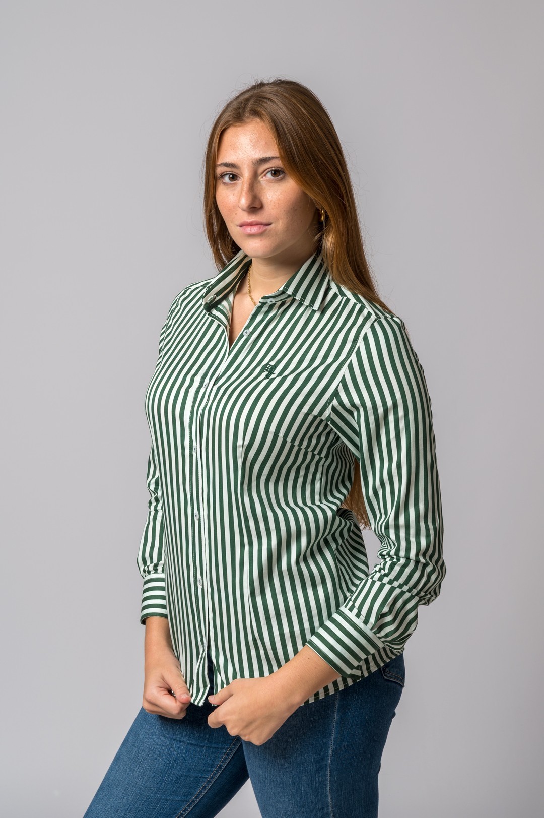 CAMISA RAYAS VERDE BOTELLA