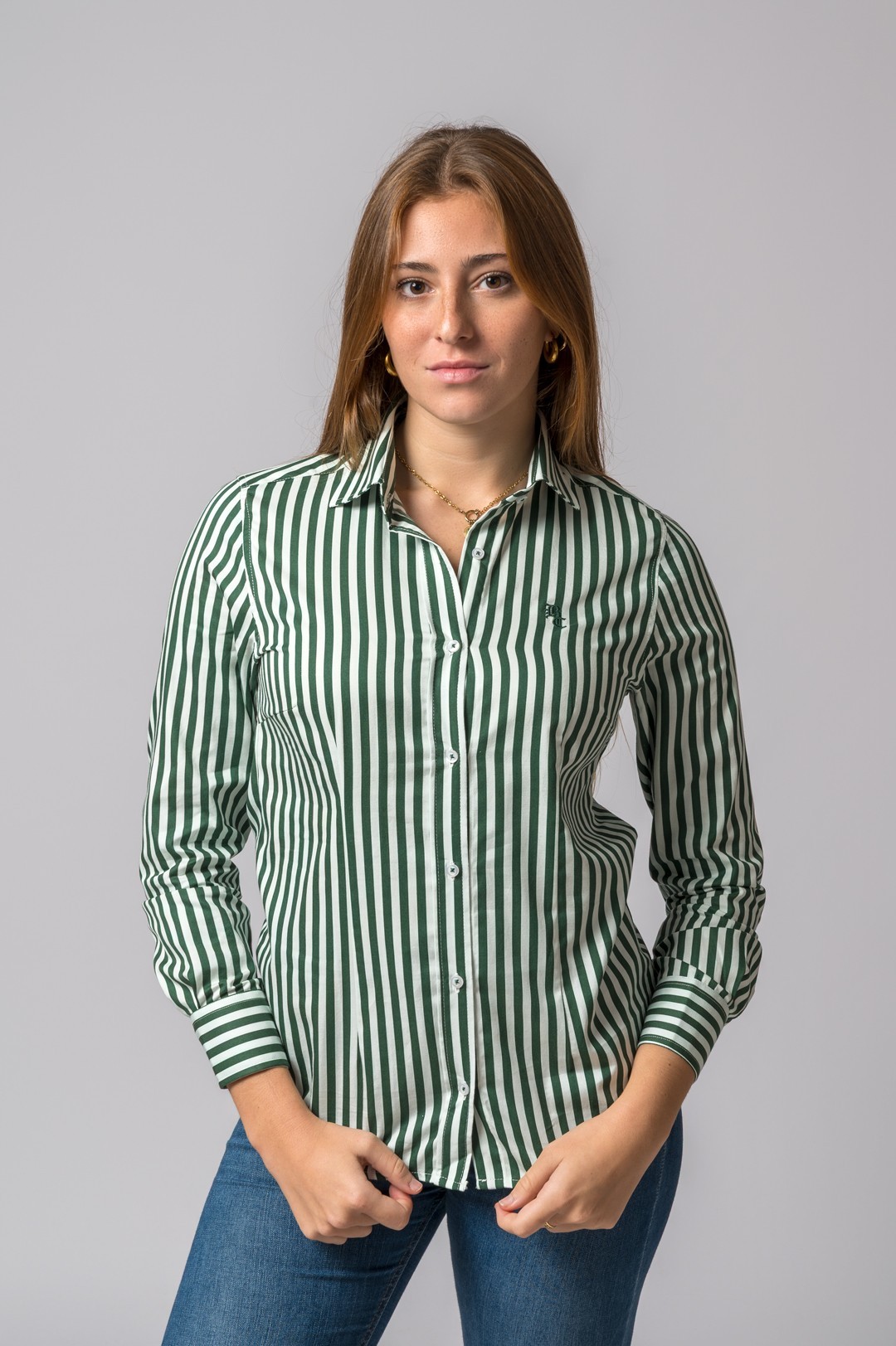 CAMISA RAYAS VERDE BOTELLA