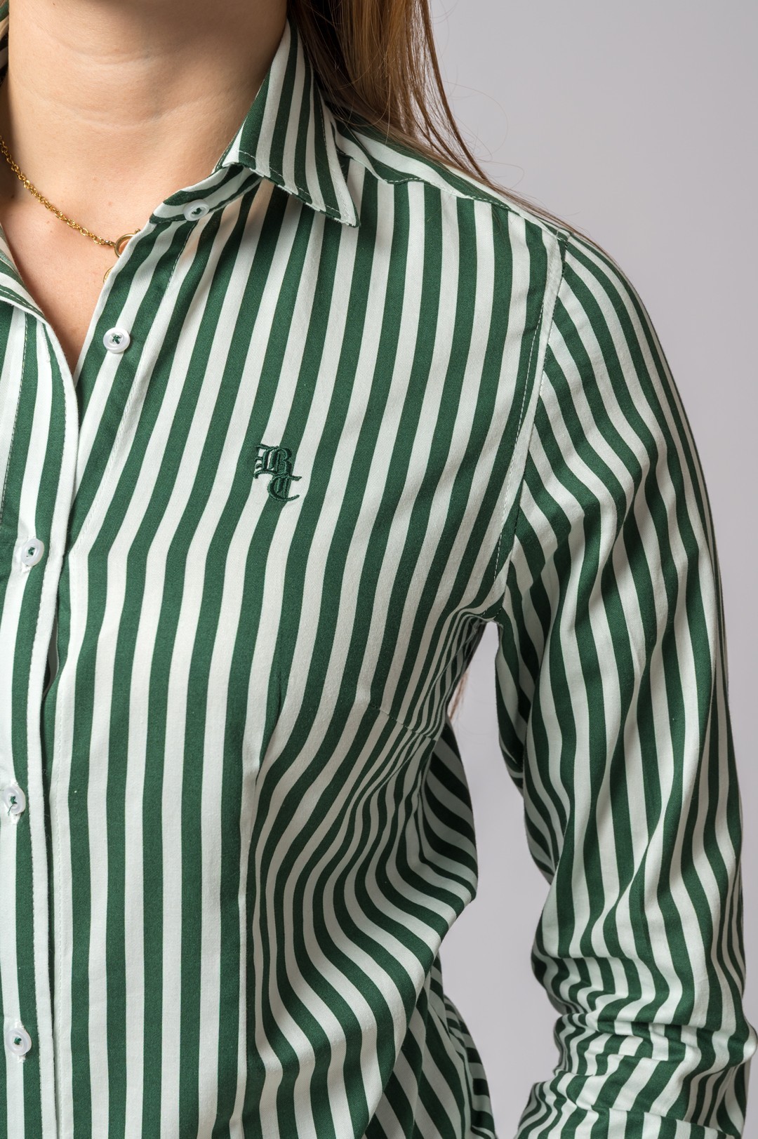CAMISA RAYAS VERDE BOTELLA
