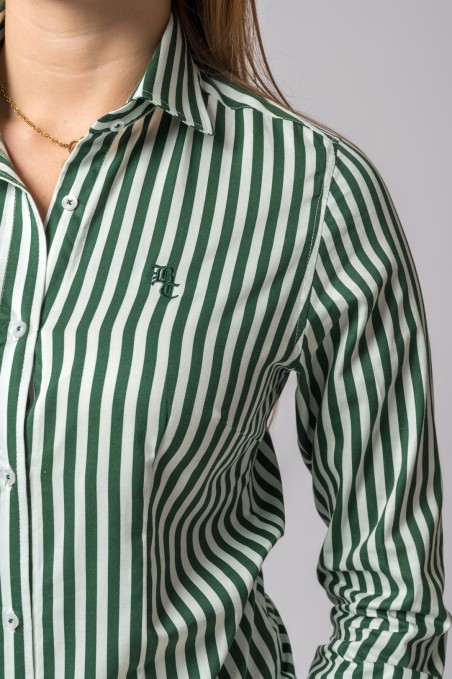 CAMISA RAYAS VERDE BOTELLA