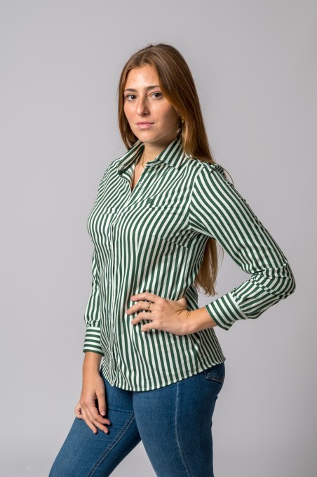 CAMISA RAYAS VERDE BOTELLA
