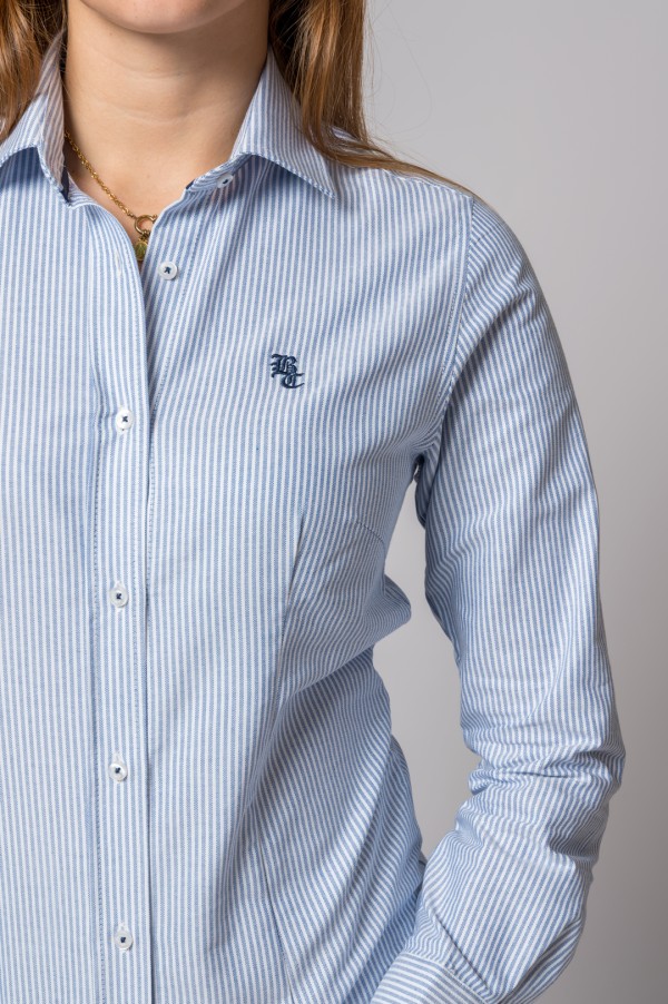 CAMISA OXFORD RAYAS CELESTE 2