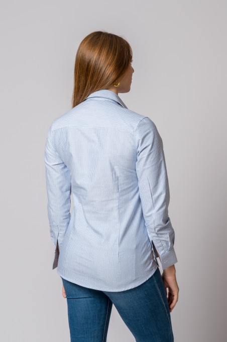 CAMISA OXFORD RAYAS CELESTE
