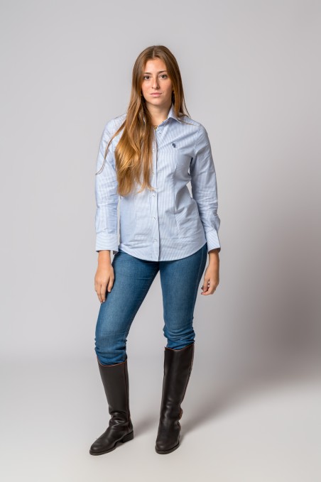 CAMISA OXFORD RAYAS CELESTE
