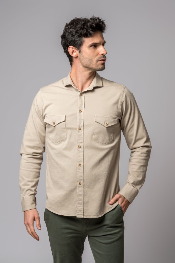 SOBRECAMISA BOLSILLOS CREAM