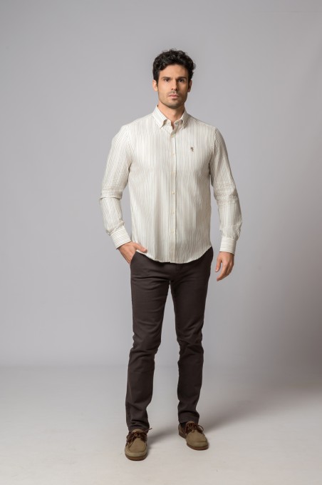 CAMISA RAYAS AZUL,CAMEL Y BURDEOS