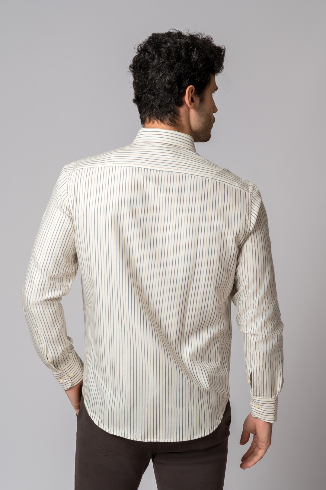 CAMISA RAYAS AZUL,CAMEL Y BURDEOS