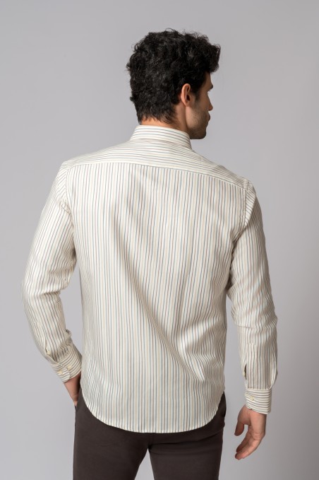 CAMISA RAYAS AZUL,CAMEL Y BURDEOS
