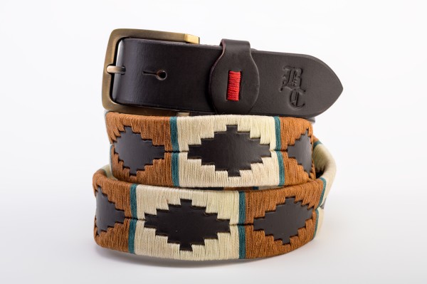 CINTURON ARGENTINO BEIGE Y MARRON