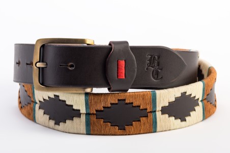 CINTURON ARGENTINO BEIGE Y MARRON