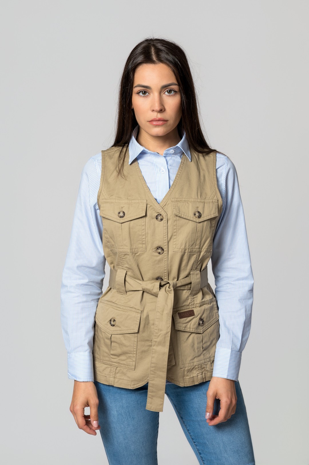 CHALECO SAHARIANA 4 BOLSILLOS BEIGE