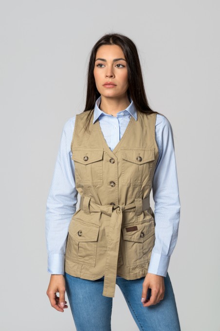 CHALECO SAHARIANA 4 BOLSILLOS BEIGE