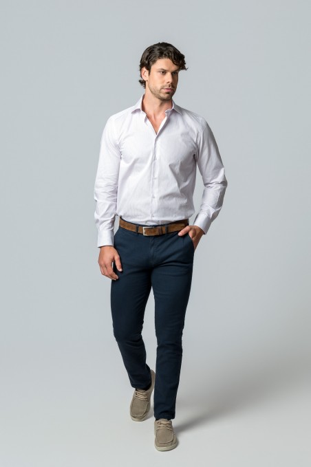 CAMISA RAYAS MALVA Y BLANCO
