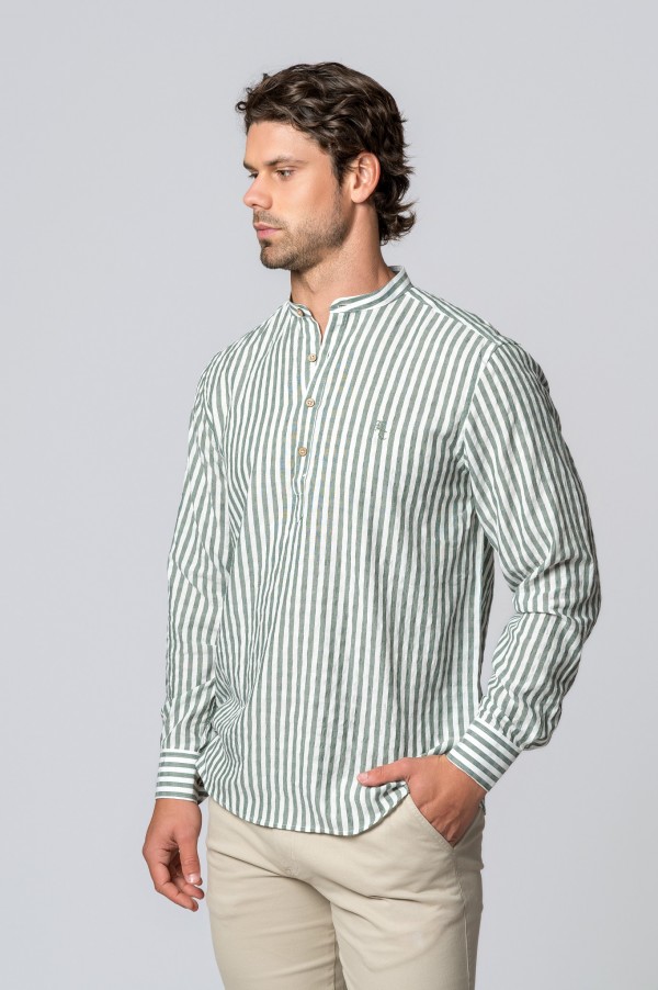 CAMISA RAYAS VERDE BOSQUE