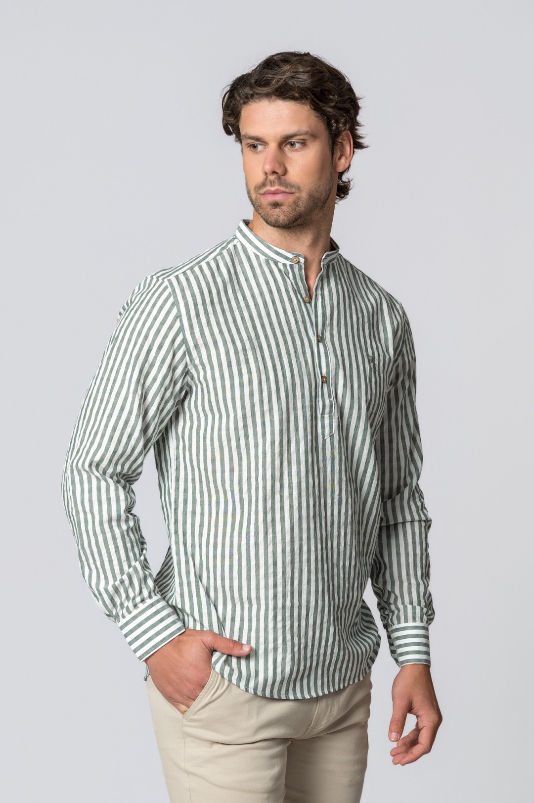 CAMISA RAYAS VERDE BOSQUE