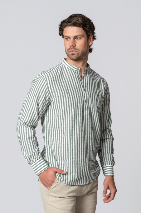 CAMISA RAYAS VERDE BOSQUE
