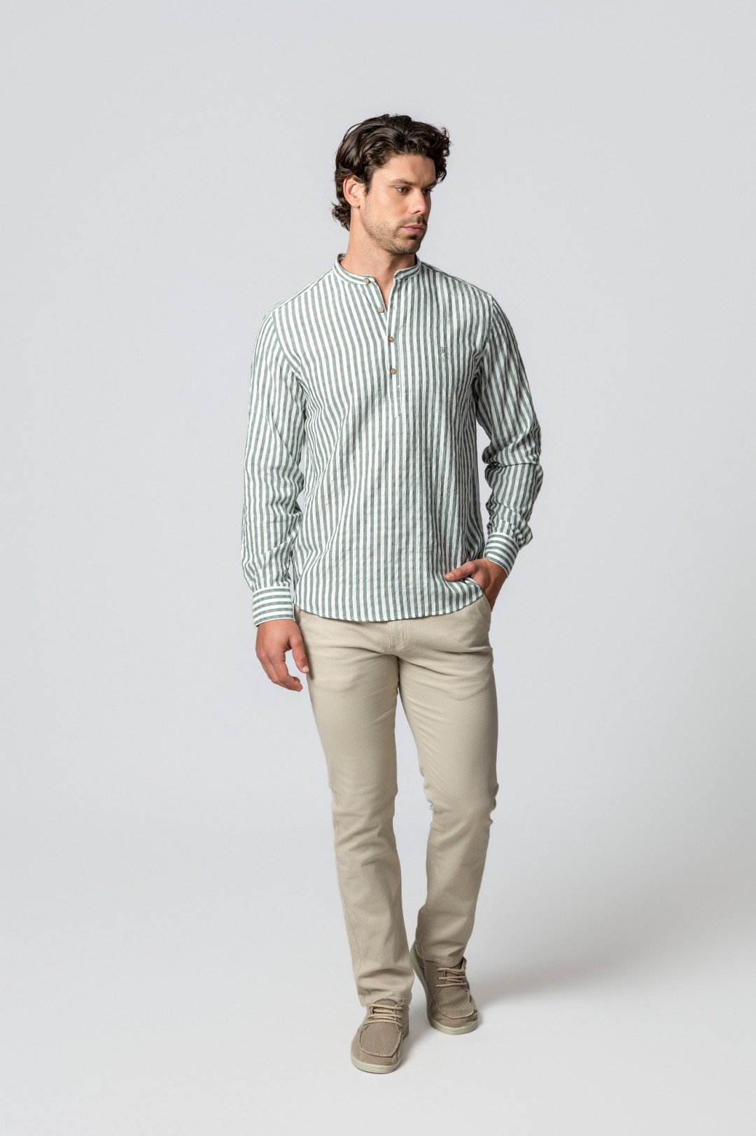 CAMISA RAYAS VERDE BOSQUE
