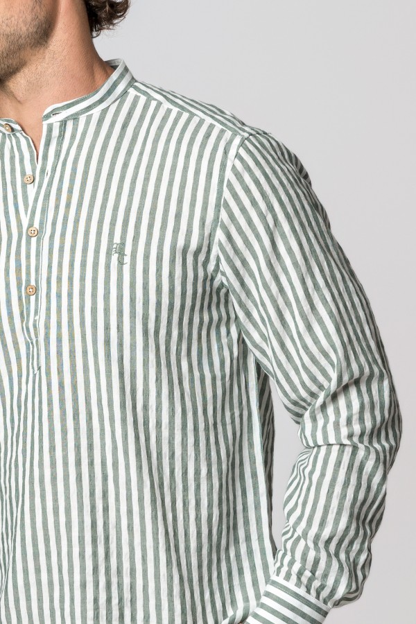 CAMISA RAYAS VERDE BOSQUE 2