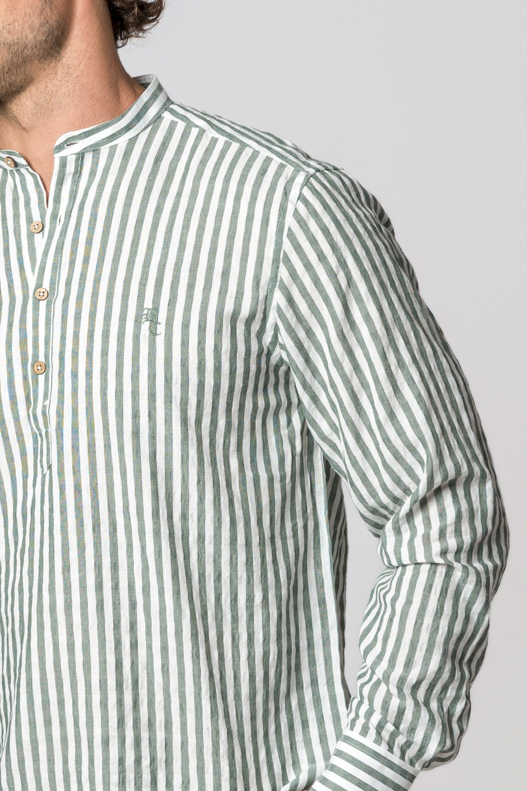 CAMISA RAYAS VERDE BOSQUE