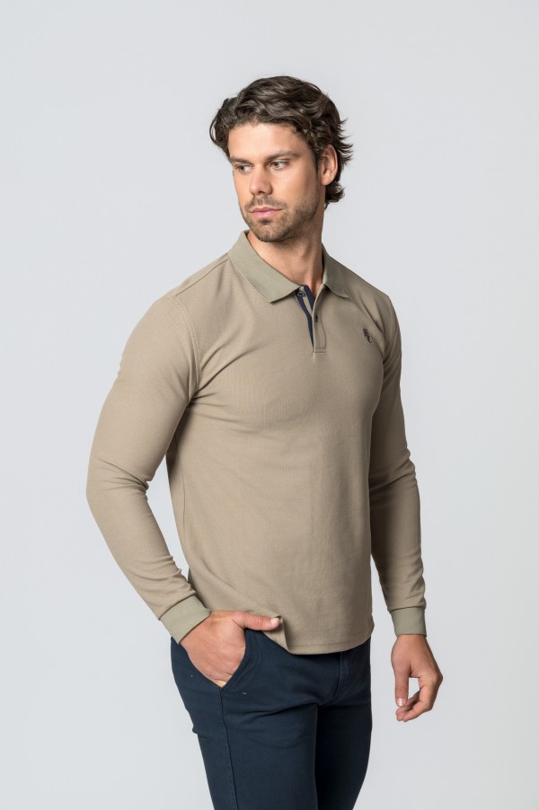 POLO MANGA LARGA CAMEL