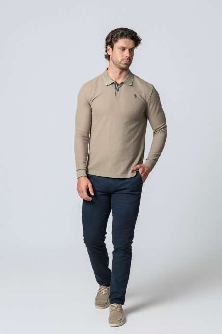 POLO MANGA LARGA CAMEL