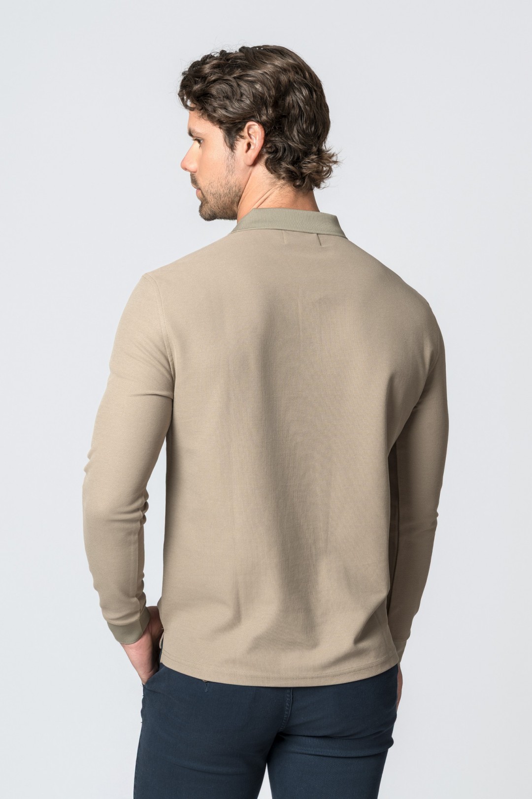 POLO MANGA LARGA CAMEL