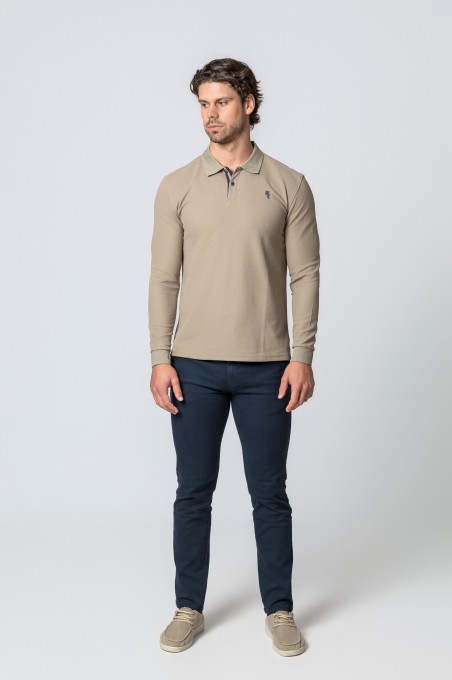POLO MANGA LARGA CAMEL