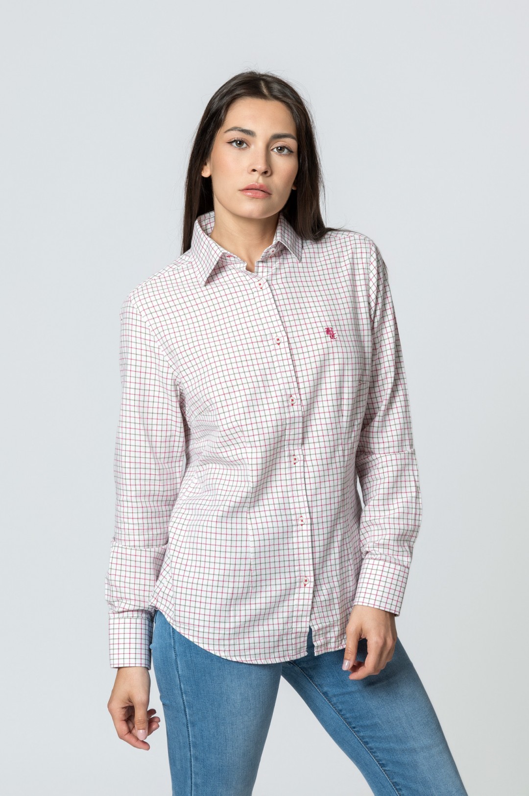 CAMICIA A QUADRI ROSA E VERDE