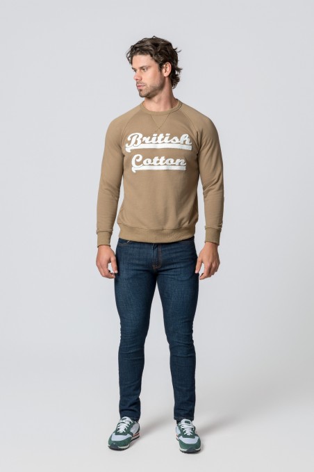 BRITISH COTTON OLIVE PLUSH SWEATSHIRT