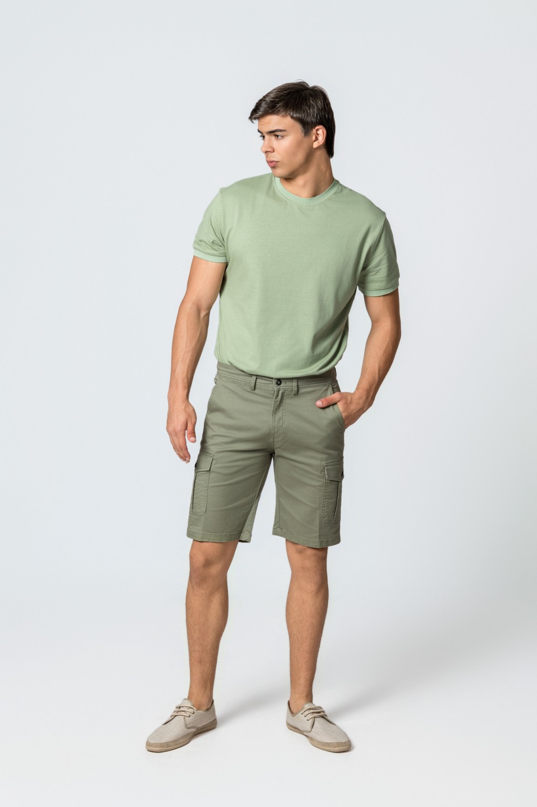 GREEN CARGO BERMUDA SHORTS