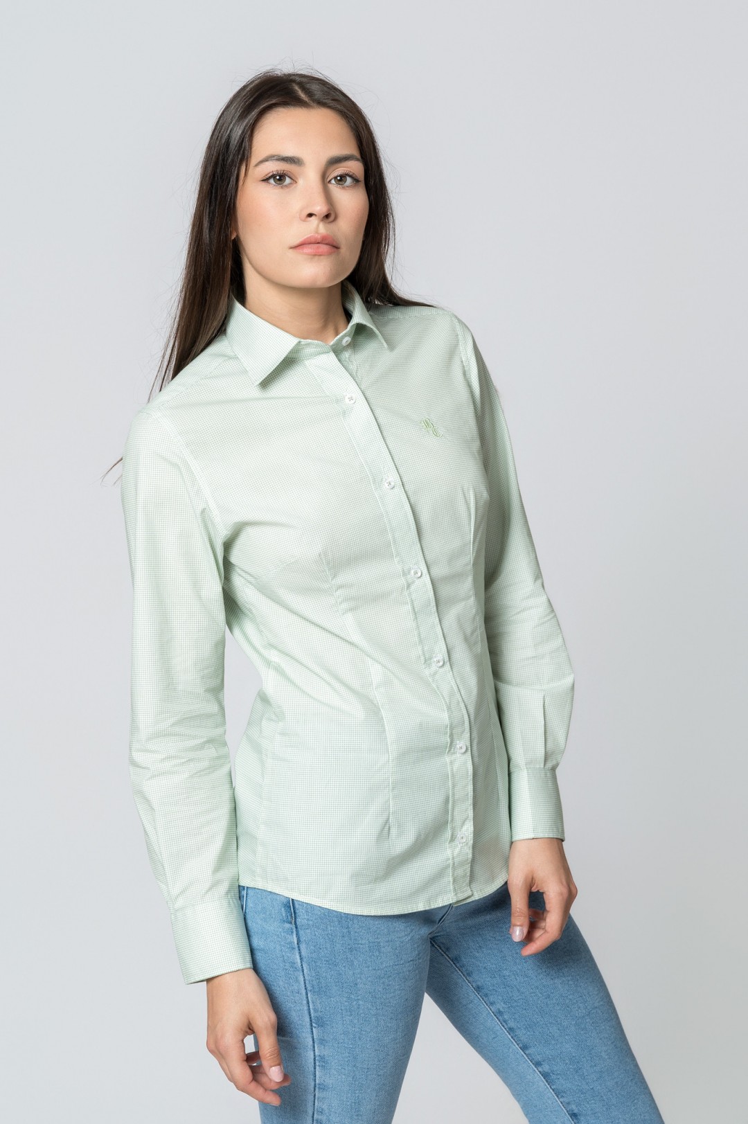 CAMISA MICROCUADROS MENTA
