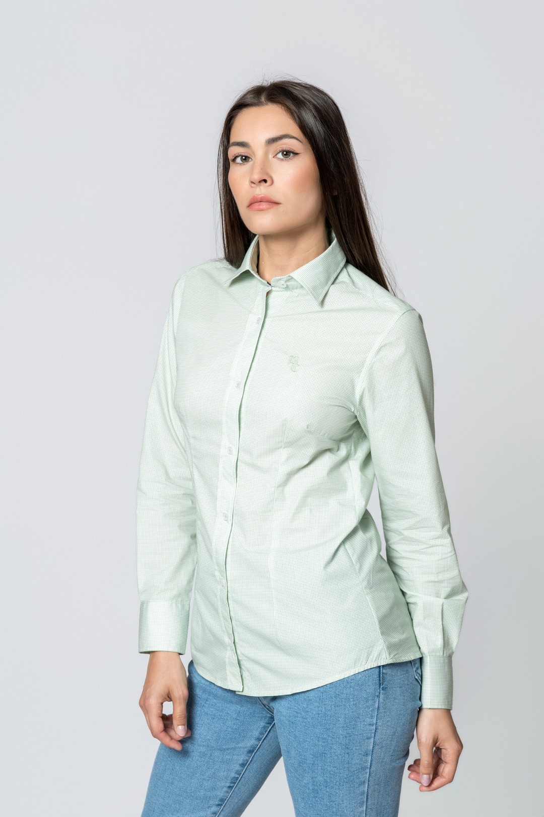CAMISA MICROCUADROS MENTA