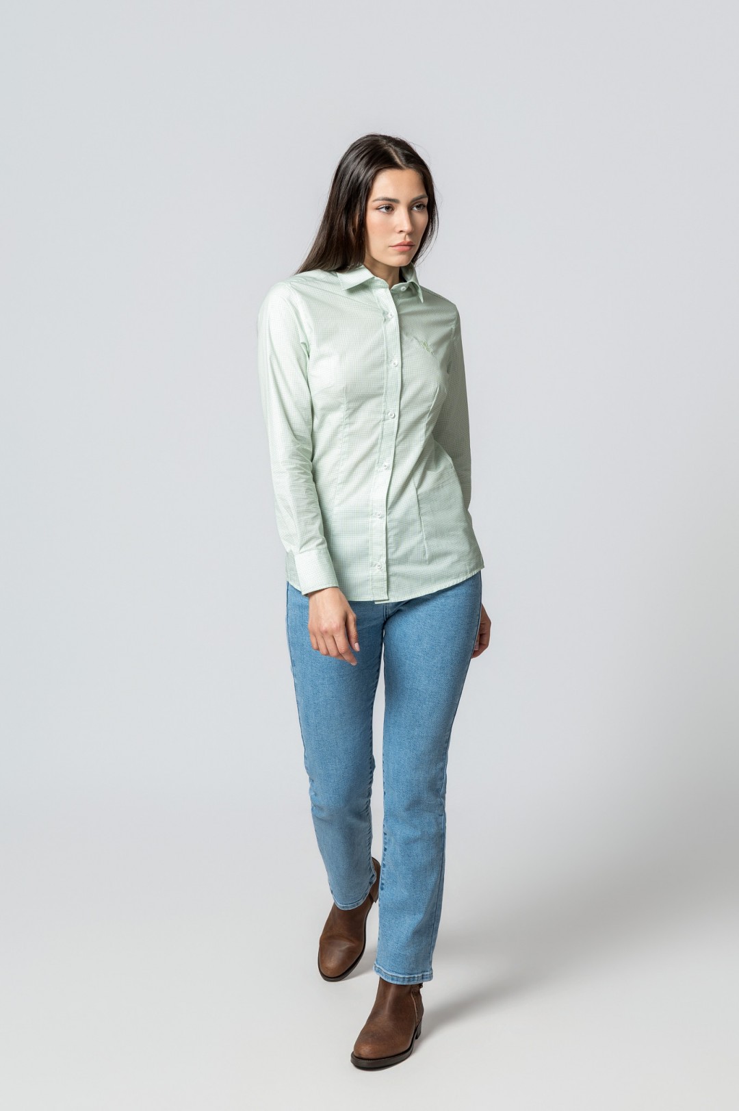 CAMISA MICROCUADROS MENTA