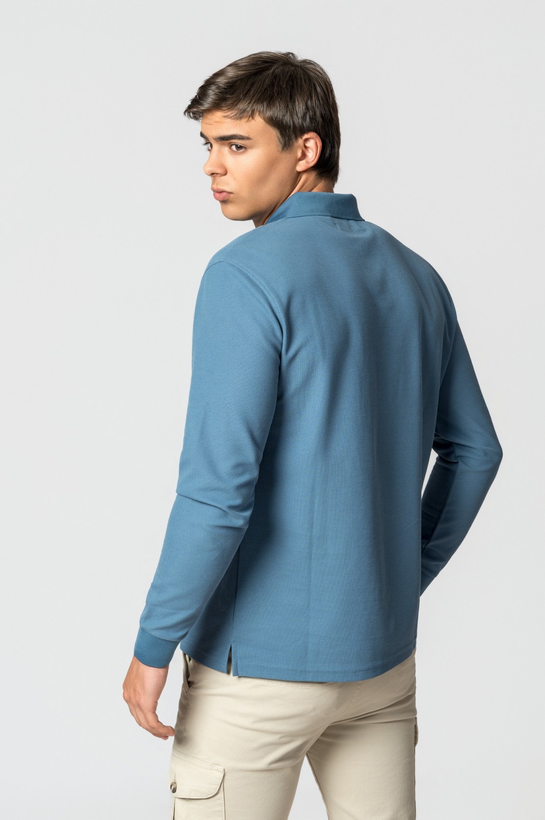 POLO MANGA LARGA AZUL PETROL
