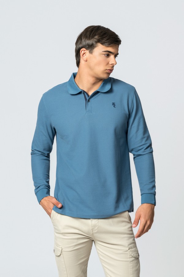 POLO MANGA LARGA AZUL PETROL 2