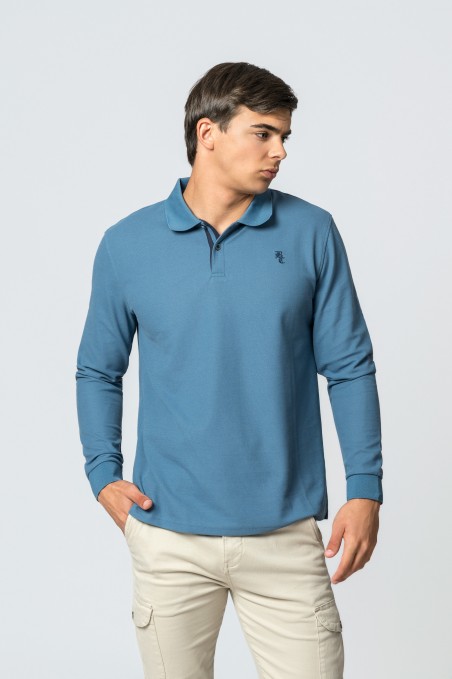 POLO MANGA LARGA AZUL PETROL