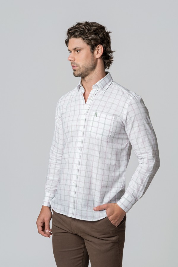CAMISA CUADROS MALVA Y VERDE