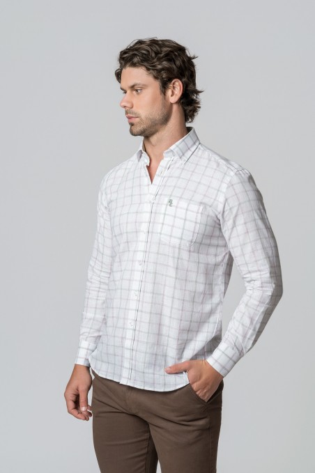CAMISA CUADROS MALVA Y VERDE