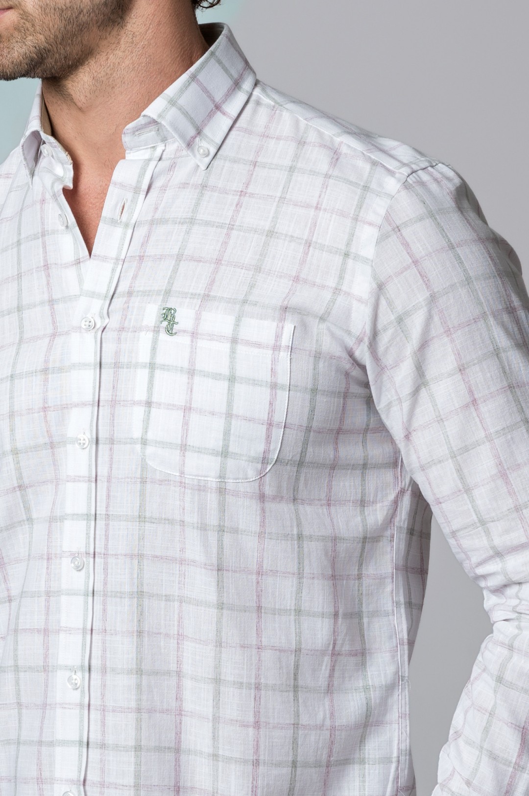 CAMISA CUADROS MALVA Y VERDE