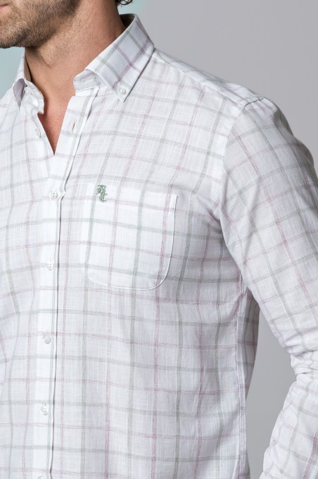 CAMISA CUADROS MALVA Y VERDE