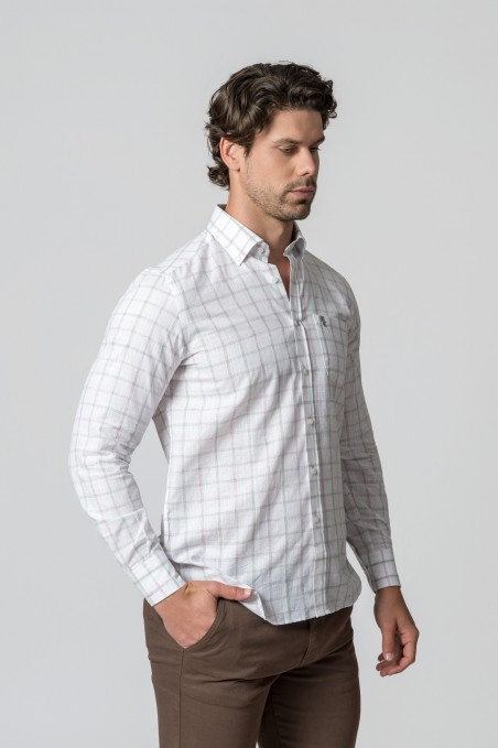 CAMISA CUADROS MALVA Y VERDE