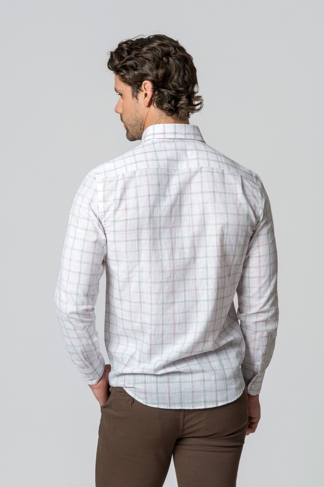 CAMISA CUADROS MALVA Y VERDE