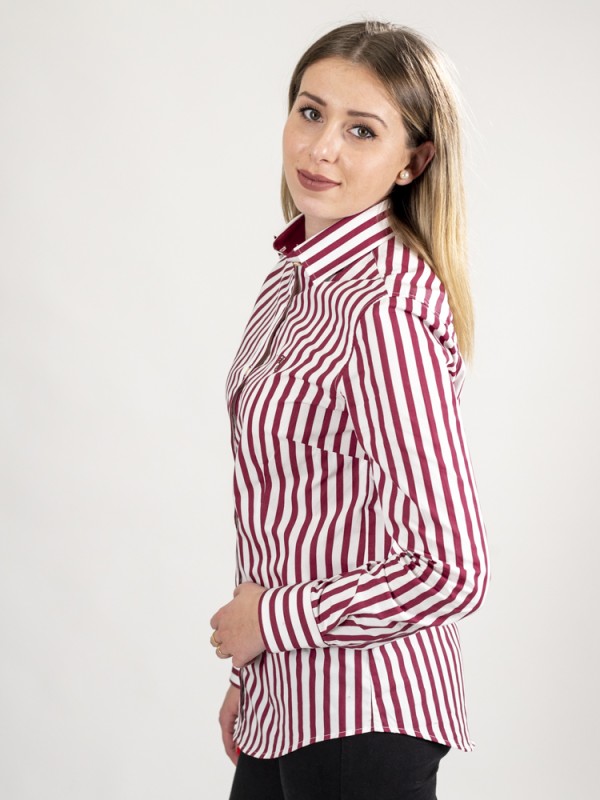 CAMISA DE MUJER DE RAYAS VERTICALES EN COLOR ROJO 2